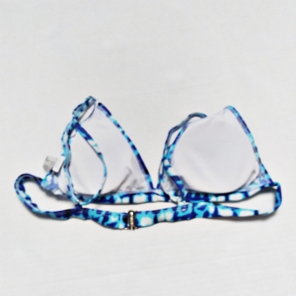 Cupshe Blue and White Tie Dye Triangle Bikini Top Medium - Picture 3 of 7